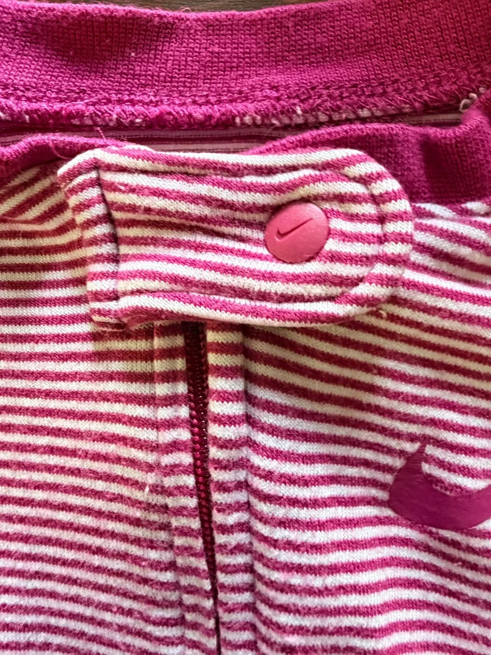 NIKE- Set of 2 Baby Girls Pajamas Sleepers Striped Pink White Size 6 months